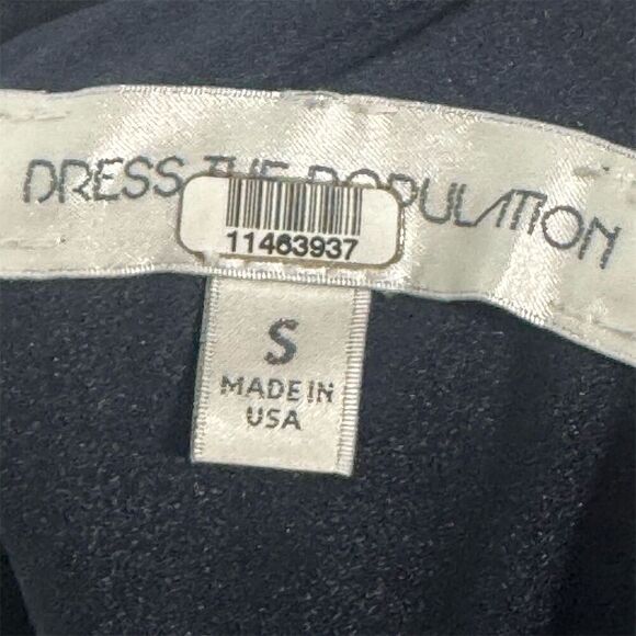 Dress the Population Navy Gold Metallic Lace Bell Sleeve Shift Dress S USA Party - Picture 6 of 9